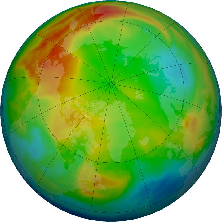 Arctic ozone map for 31 December 1979
